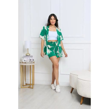 Conjunto Feminino Estampado Tropi c/ Chamise & Short