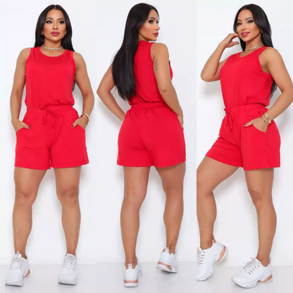 Conjunto Short e Blusa Regata Liso Viscolaycra Short Soltinho