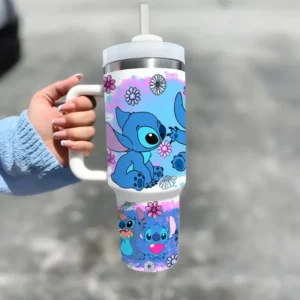 Copo Térmico Stitch 1,18L com Alça e Canudo – Inox Antivazamento