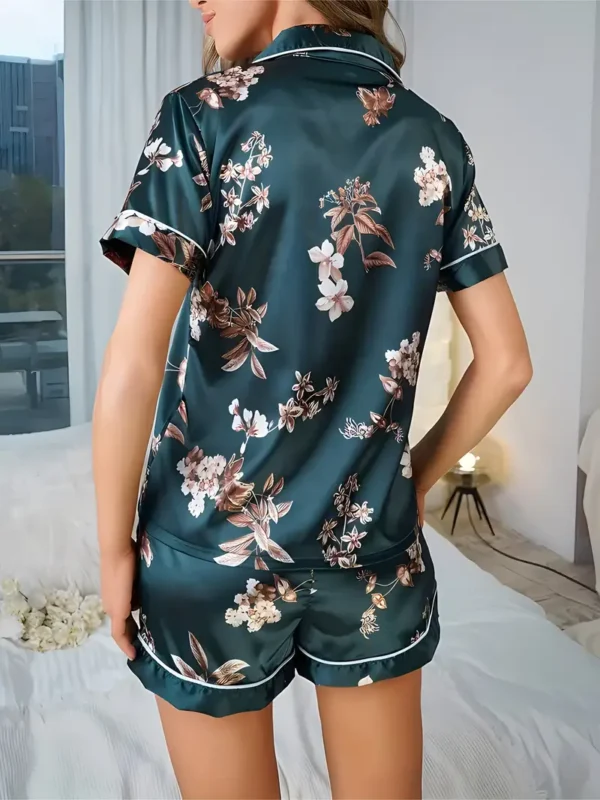 Conjunto de Pijama Feminino Manga Curta de Cetim Elegante - Imagem 33