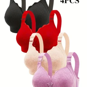 Kit 4 Sutiãs Push-Up Ajustáveis Femininos – Cores Sortidas