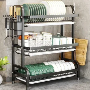 Escorredor Metálico Multifuncional para Cozinha 2 ou 3 Níveis - Carbono Inoxidável
