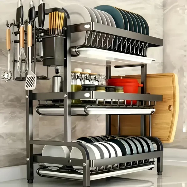 Escorredor Metálico Multifuncional para Cozinha 2 ou 3 Níveis - Carbono Inoxidável - Imagem 10