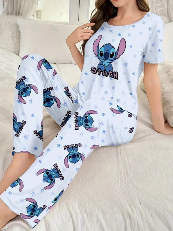 Conjunto Pijama Feminino Stitch - Manga Curta e Calça - Imagem 13