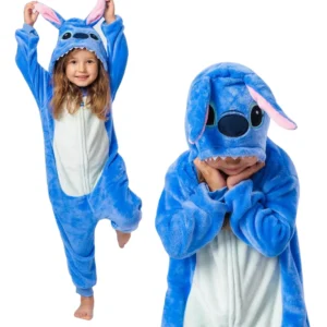 Pijama Macacão Infantil Kigurumi Lilo Stitch De Pelúcia Com Zíper