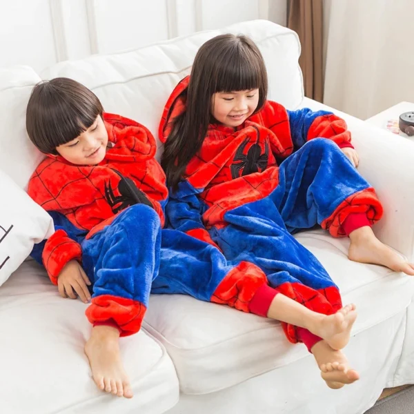 Conjunto Pijama Infantil Homem Aranha Capuz + Pantufas - Imagem 3
