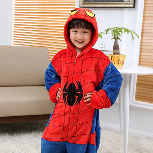 Conjunto Pijama Infantil Homem Aranha Capuz + Pantufas - Imagem 2