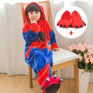 Conjunto Pijama Infantil Homem Aranha Capuz + Pantufas